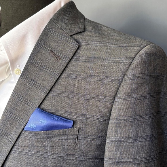 New Ben Sherman Bexley Windowpane Suit | 40R / 34W | Dark Gray Stretch Wool - Picture 5 of 16
